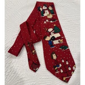 Peanuts Charlie Brown Snoopy Holiday Christmas Silk Neck Tie